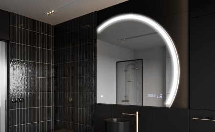 Moderní LED Půlkruhové Zrcadlo - Stylové Osvětlení pro Koupelnu Q222