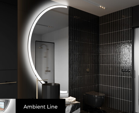 Moderní LED Půlkruhové Zrcadlo - Stylové Osvětlení pro Koupelnu D222