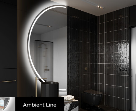 Moderní LED Půlkruhové Zrcadlo - Stylové Osvětlení pro Koupelnu D223