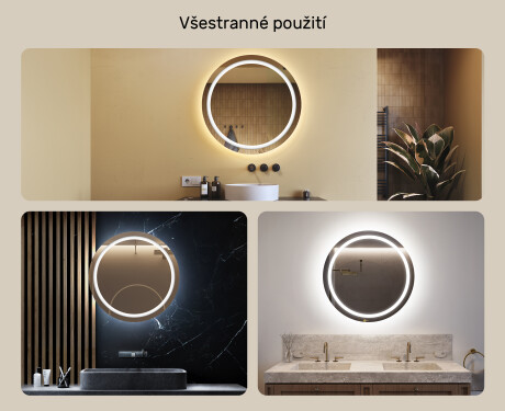 Kulaté zrcadlo s LED osvětlením 80cm s chladnou barvou LED 7000K, teplou barvou 3000K nebo neutrální barvou 4500K #2