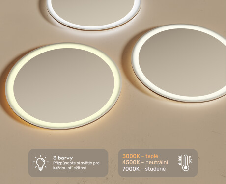 Kulaté zrcadlo s LED osvětlením 60cm s chladnou barvou LED 7000K, teplou barvou 3000K nebo neutrální barvou 4500K #3