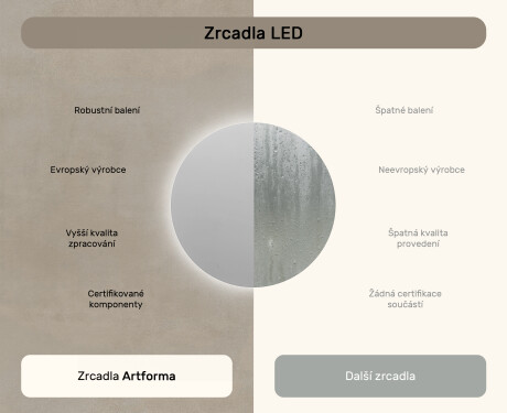 Kulaté zrcadlo s LED osvětlením 80cm s chladnou barvou LED 7000K, teplou barvou 3000K nebo neutrální barvou 4500K #6