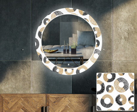 Kulaté Dekorativní zrcadlo s LED osvětlením do obývacího pokoje - Donuts #1