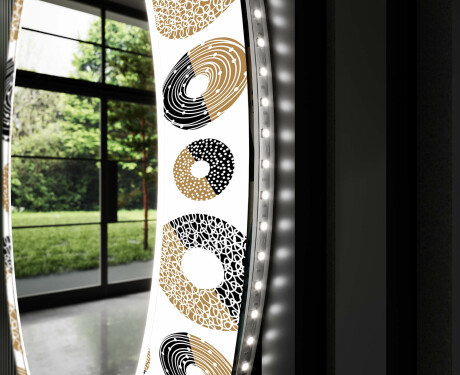 Kulaté Dekorativní zrcadlo s LED osvětlením do obývacího pokoje - Donuts #11