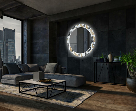 Kulaté Dekorativní zrcadlo s LED osvětlením do obývacího pokoje - Donuts #12