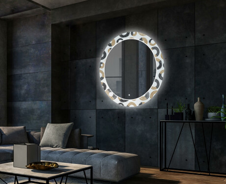 Kulaté Dekorativní zrcadlo s LED osvětlením do obývacího pokoje - Donuts #2