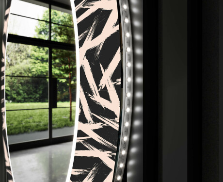 Kulaté Dekorativní zrcadlo s LED osvětlením do obývacího pokoje - Lines #11