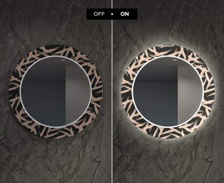Kulaté Dekorativní zrcadlo s LED osvětlením do obývacího pokoje - Lines #7