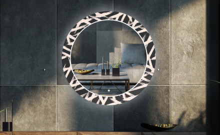 Kulaté Dekorativní zrcadlo s LED osvětlením do obývacího pokoje - Lines