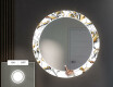 Kulaté Dekorativní zrcadlo s LED osvětlením do předsíně - Golden Flowers #4