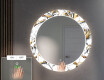 Kulaté Dekorativní zrcadlo s LED osvětlením do předsíně - Golden Flowers #5