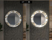 Kulaté Dekorativní zrcadlo s LED osvětlením do předsíně - Golden Flowers #7