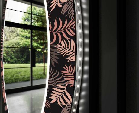 Kulaté Dekorativní zrcadlo s LED osvětlením do obývacího pokoje - Jungle #11