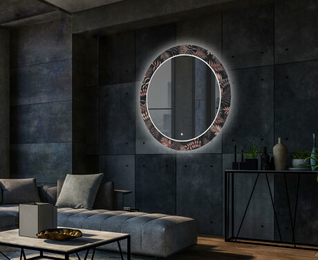 Kulaté Dekorativní zrcadlo s LED osvětlením do obývacího pokoje - Jungle #2