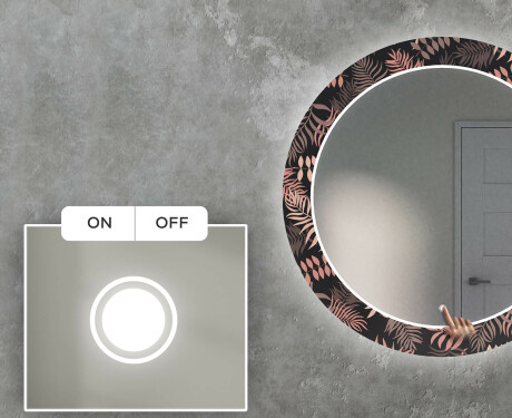 Kulaté Dekorativní zrcadlo s LED osvětlením do obývacího pokoje - Jungle #4