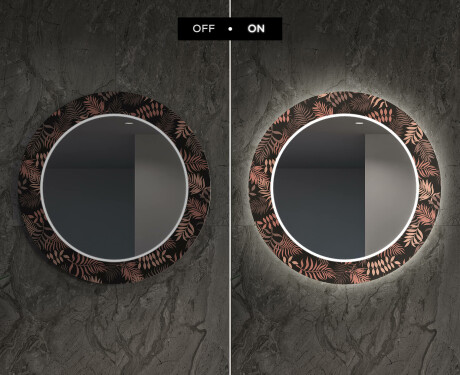 Kulaté Dekorativní zrcadlo s LED osvětlením do obývacího pokoje - Jungle #7