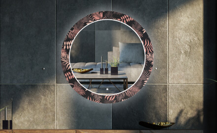 Kulaté Dekorativní zrcadlo s LED osvětlením do obývacího pokoje - Jungle
