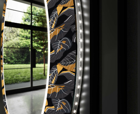 Kulaté Dekorativní zrcadlo s LED osvětlením do předsíně - Autumn Jungle #11