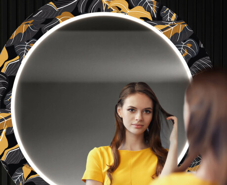 Kulaté Dekorativní zrcadlo s LED osvětlením do předsíně - Autumn Jungle #12