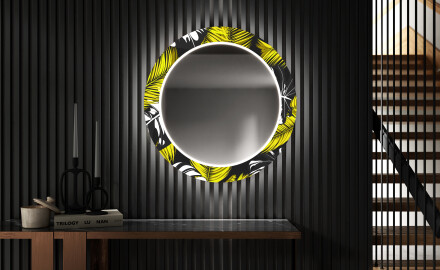 Kulaté Dekorativní zrcadlo s LED osvětlením do předsíně - Gold Jungle