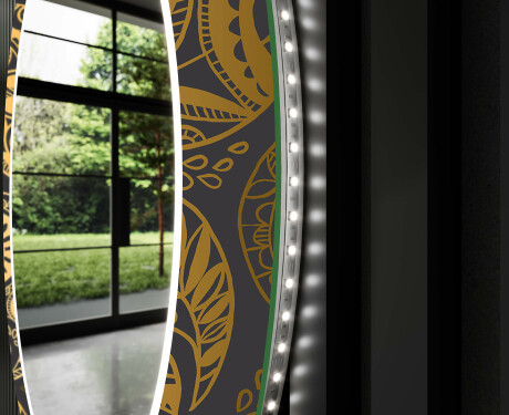 Kulaté Dekorativní zrcadlo s LED osvětlením do předsíně - Ancient Pattern #11