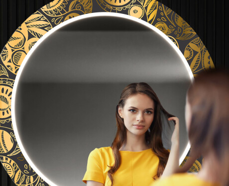 Kulaté Dekorativní zrcadlo s LED osvětlením do předsíně - Ancient Pattern #12