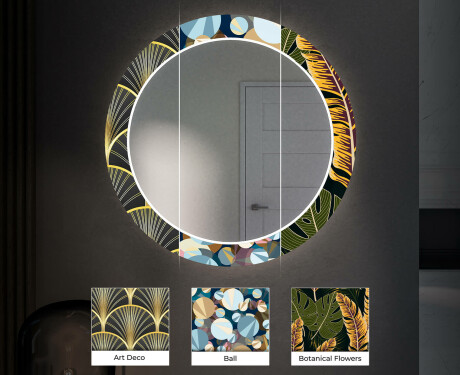 Kulaté Dekorativní zrcadlo s LED osvětlením do předsíně - Ancient Pattern #6