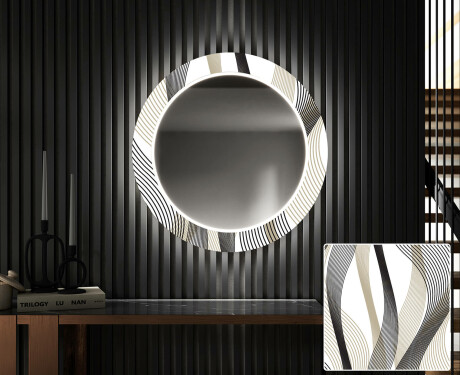 Kulaté Dekorativní zrcadlo s LED osvětlením do předsíně - Waves