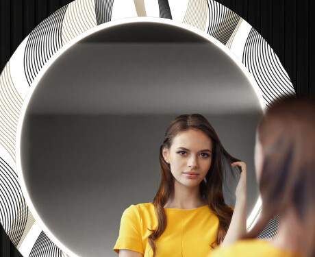 Kulaté Dekorativní zrcadlo s LED osvětlením do předsíně - Waves #12
