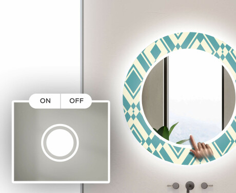Kulaté dekorativní zrcadlo s LED osvětlením do koupelny - Abstract Seamless #4