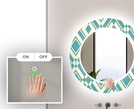 Kulaté dekorativní zrcadlo s LED osvětlením do koupelny - Abstract Seamless #5