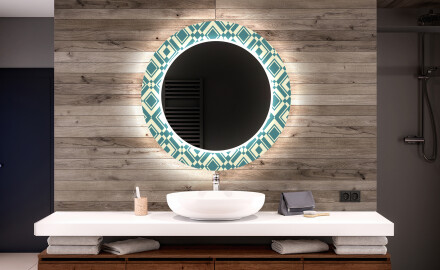 Kulaté dekorativní zrcadlo s LED osvětlením do koupelny - Abstract Seamless