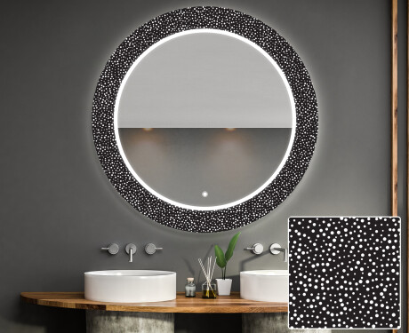Kulaté dekorativní zrcadlo s LED osvětlením do koupelny - Dotts #1
