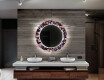 Kulaté dekorativní zrcadlo s LED osvětlením do koupelny - Elegant Flowers #12