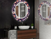 Kulaté dekorativní zrcadlo s LED osvětlením do koupelny - Elegant Flowers #2