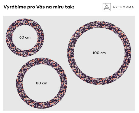 Kulaté dekorativní zrcadlo s LED osvětlením do koupelny - Elegant Flowers #2