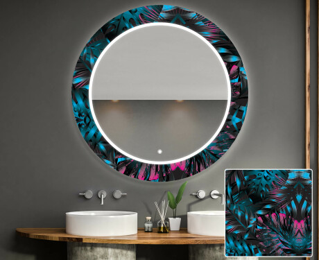 Kulaté dekorativní zrcadlo s LED osvětlením do koupelny - Fluo Tropic #1