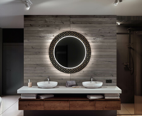 Kulaté dekorativní zrcadlo s LED osvětlením do koupelny - Golden Lines #12