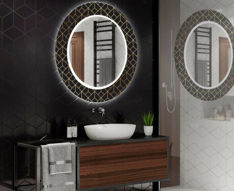 Kulaté dekorativní zrcadlo s LED osvětlením do koupelny - Golden Lines #2