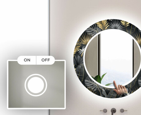 Kulaté dekorativní zrcadlo s LED osvětlením do koupelny - Goldy Palm #4
