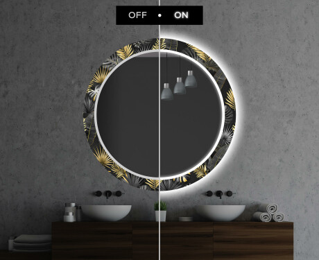 Kulaté dekorativní zrcadlo s LED osvětlením do koupelny - Goldy Palm #7