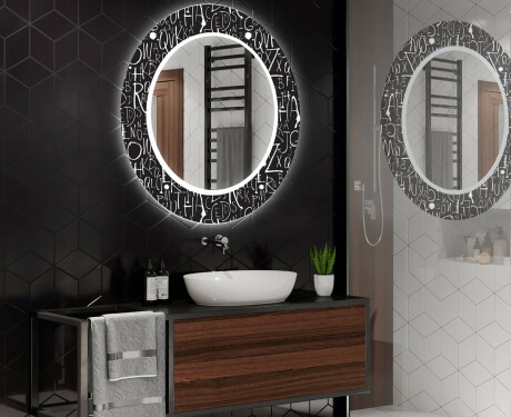 Kulaté dekorativní zrcadlo s LED osvětlením do koupelny - Gothic #2