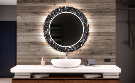 Kulaté dekorativní zrcadlo s LED osvětlením do koupelny - Gothic