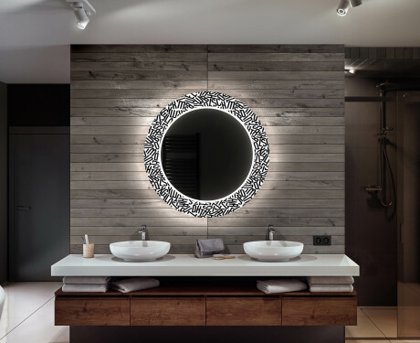 Kulaté dekorativní zrcadlo s LED osvětlením do koupelny - Letters #12