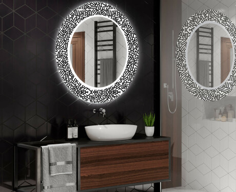 Kulaté dekorativní zrcadlo s LED osvětlením do koupelny - Letters #2