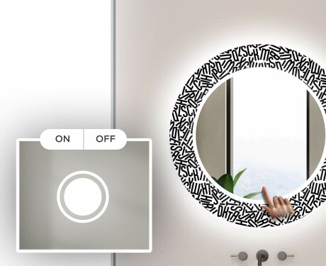 Kulaté dekorativní zrcadlo s LED osvětlením do koupelny - Letters #4