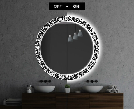 Kulaté dekorativní zrcadlo s LED osvětlením do koupelny - Letters #7