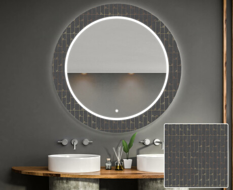 Kulaté dekorativní zrcadlo s LED osvětlením do koupelny - Microcircuit #1