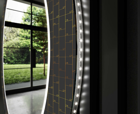 Kulaté dekorativní zrcadlo s LED osvětlením do koupelny - Microcircuit #11