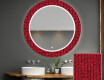 Kulaté dekorativní zrcadlo s LED osvětlením do koupelny - Red Mosaic #1